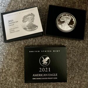2021-S American Eagle Silver Proof from US Mint, Certificate of Authenticity